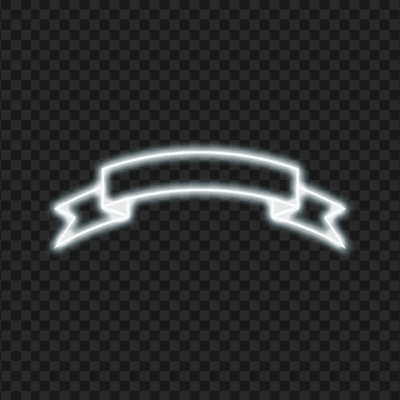 HD White Neon Banner Ribbon Transparent Background