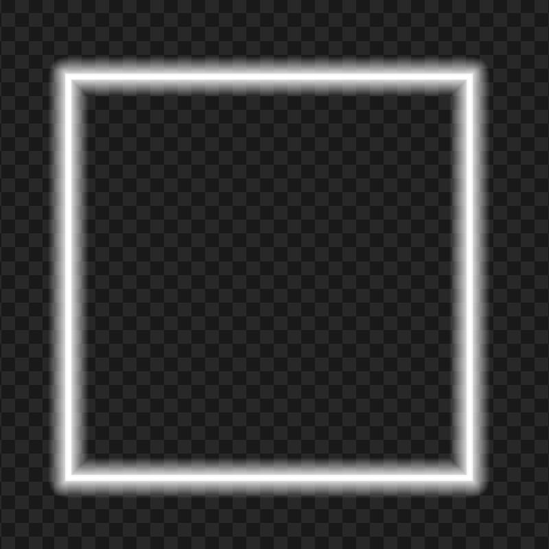 HD White Neon Border Frame PNG