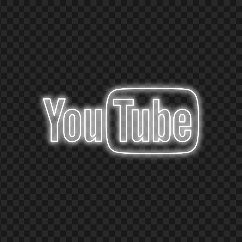 HD White Neon Outline Youtube YT Logo PNG