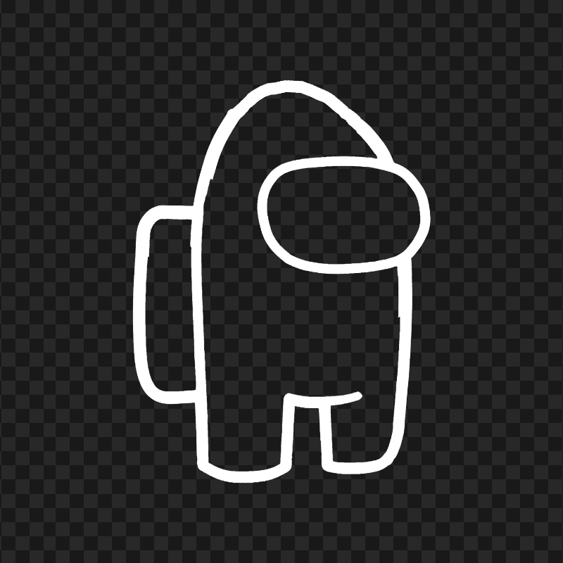 HD White Outline Among Us Crewmate Guy Player Character PNG