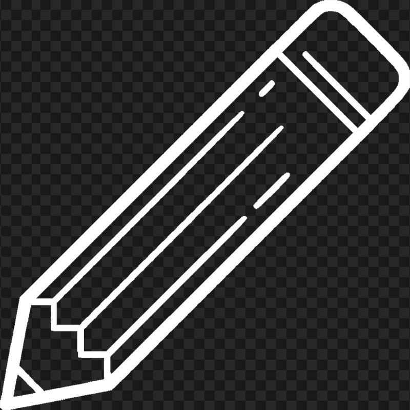 HD White Outline Angle Pencil Icon PNG