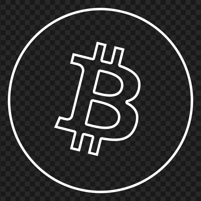 HD White Outline Btc Logo Icon PNG