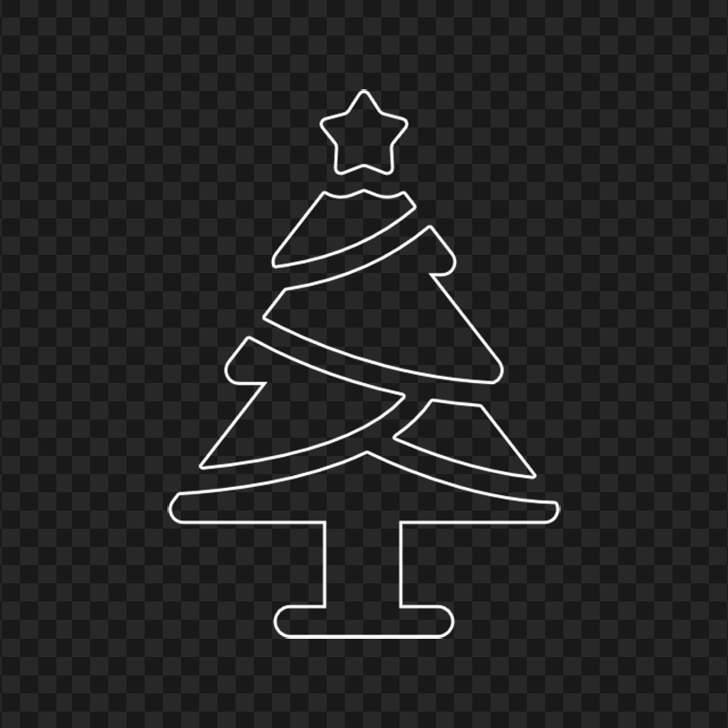 HD White Outline Christmas Tree Icon PNG
