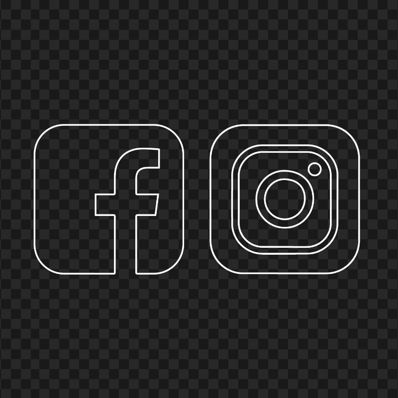 HD White Outline Facebook Instagram Icons PNG