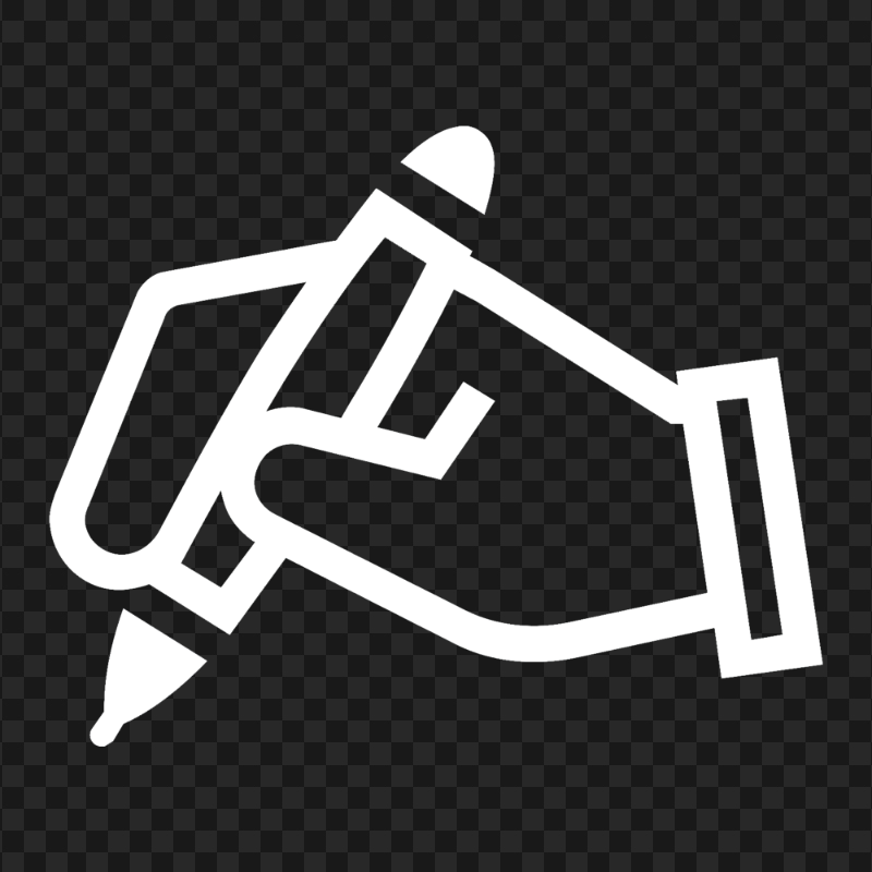 HD White Outline Pencil on Hand Icon PNG