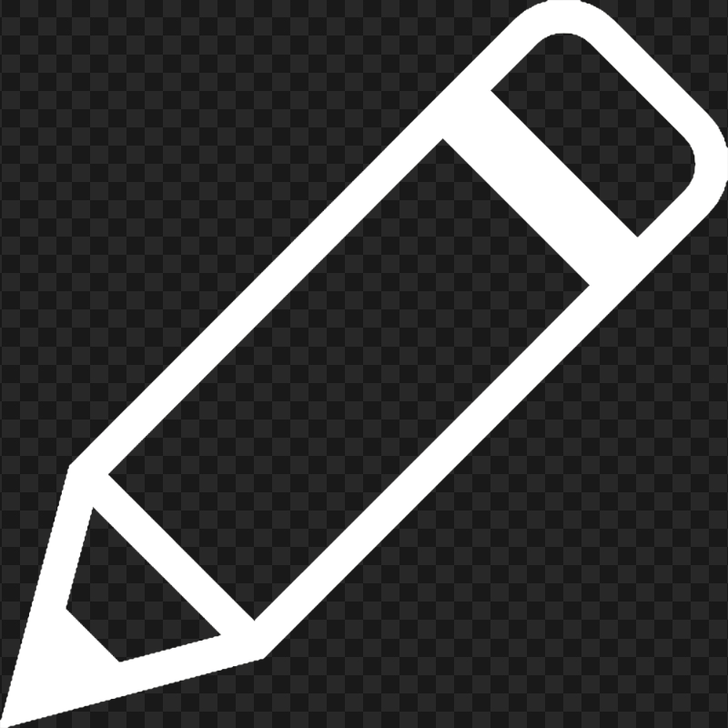 HD White Outline Short Pencil Icon PNG