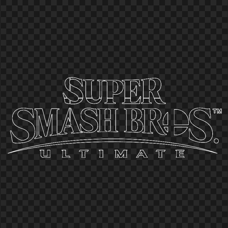 HD White Outline Super Smash Bros Ultimate Logo PNG