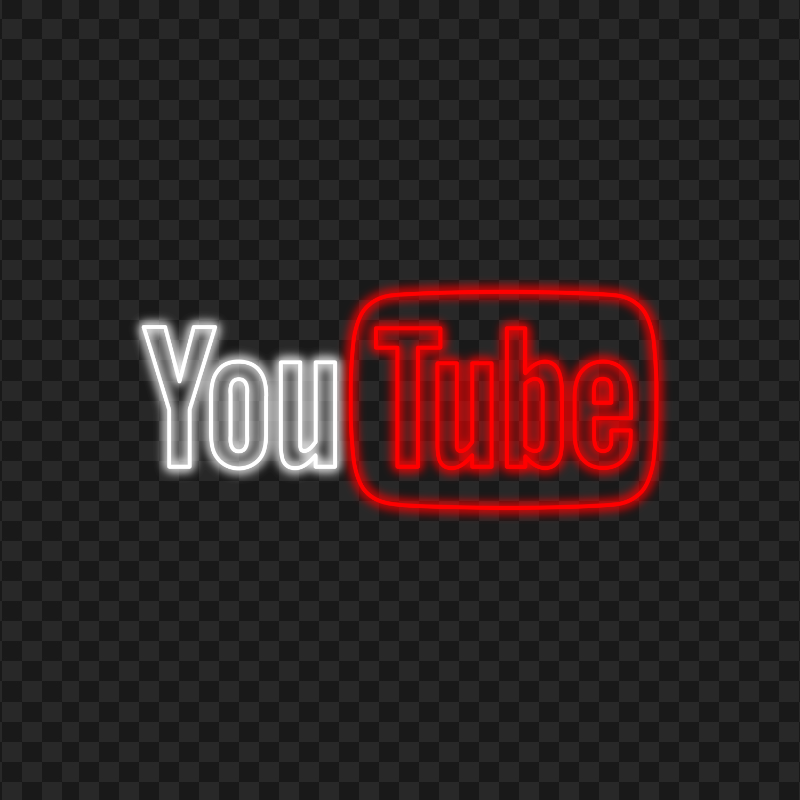 HD White & Red Neon Aesthetic Youtube YT Logo PNG