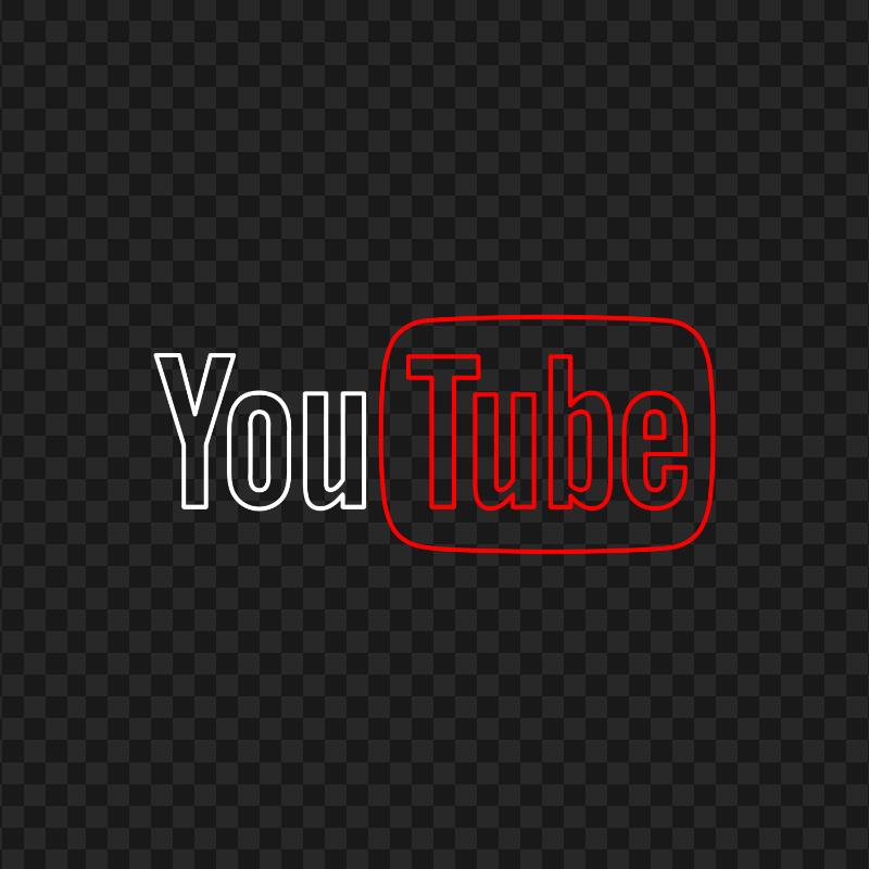 HD White & Red Outline Youtube YT Logo PNG