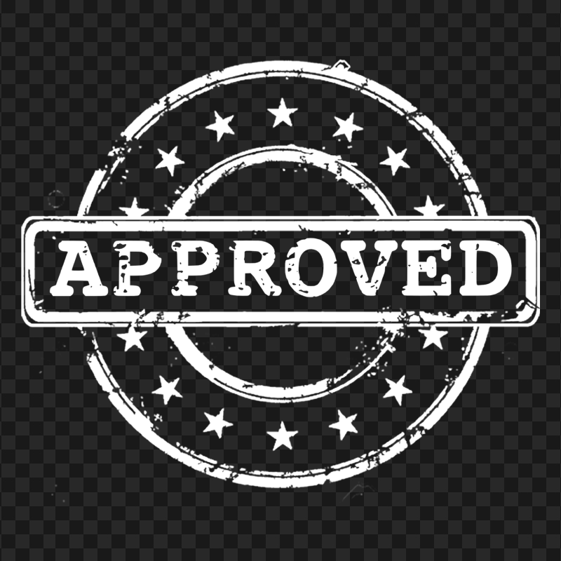 HD White Round Approved Stamp PNG