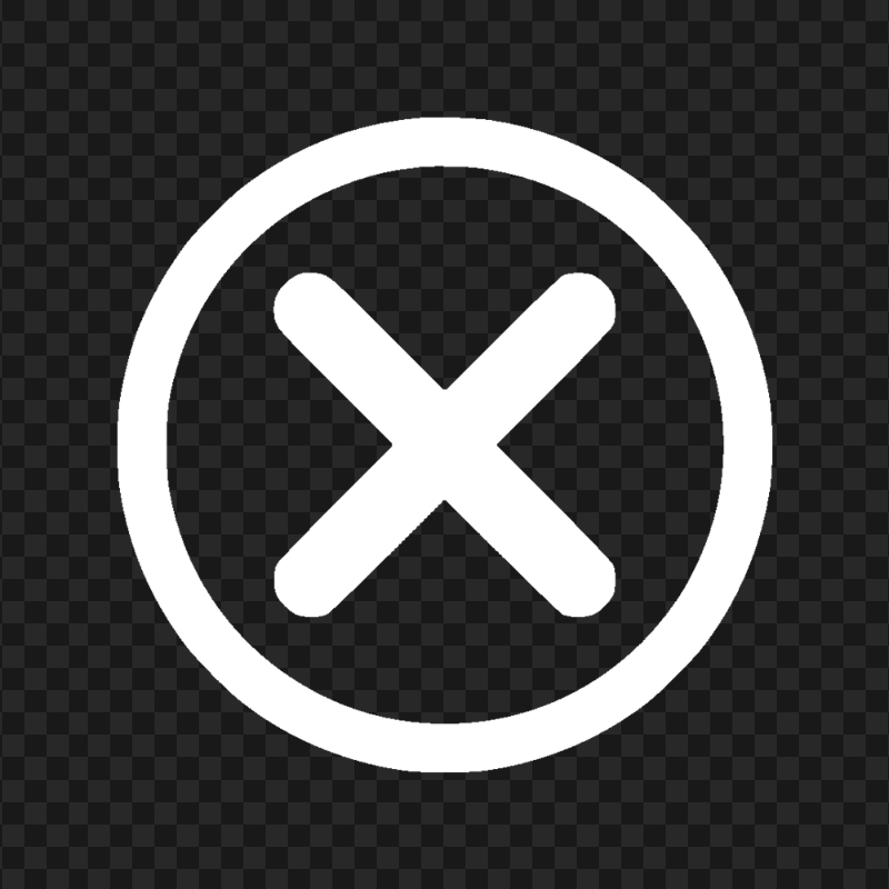 HD White Round Close X Logo Icon PNG