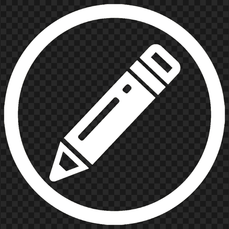 HD White Round Pencil Icon PNG