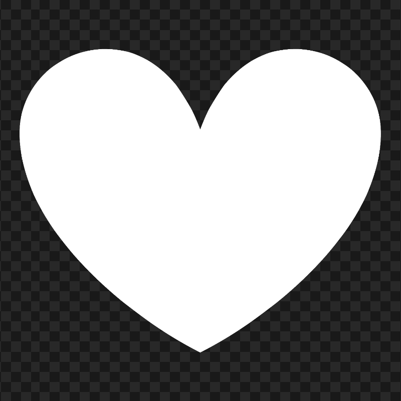 HD White Silhouette Heart Shape PNG
