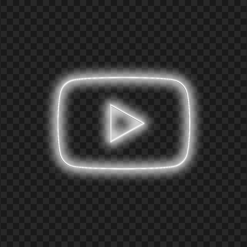 HD White Youtube YT Neon Logo Symbol Sign Icon PNG