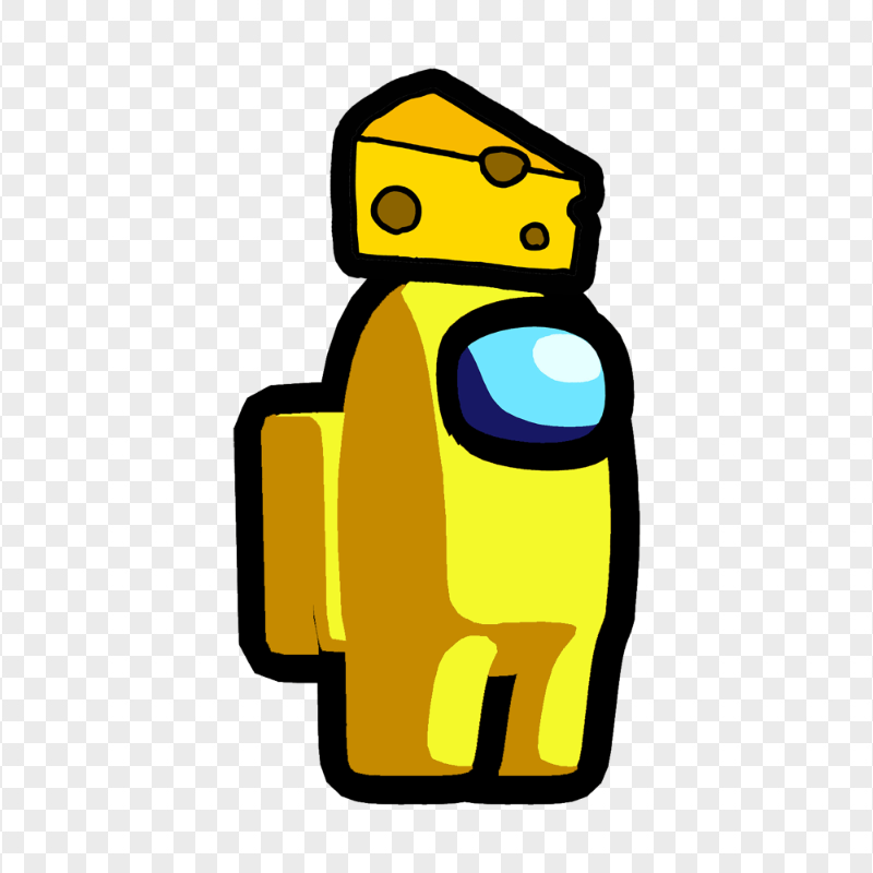 HD Yellow Among Us Character Cheese Hat PNG
