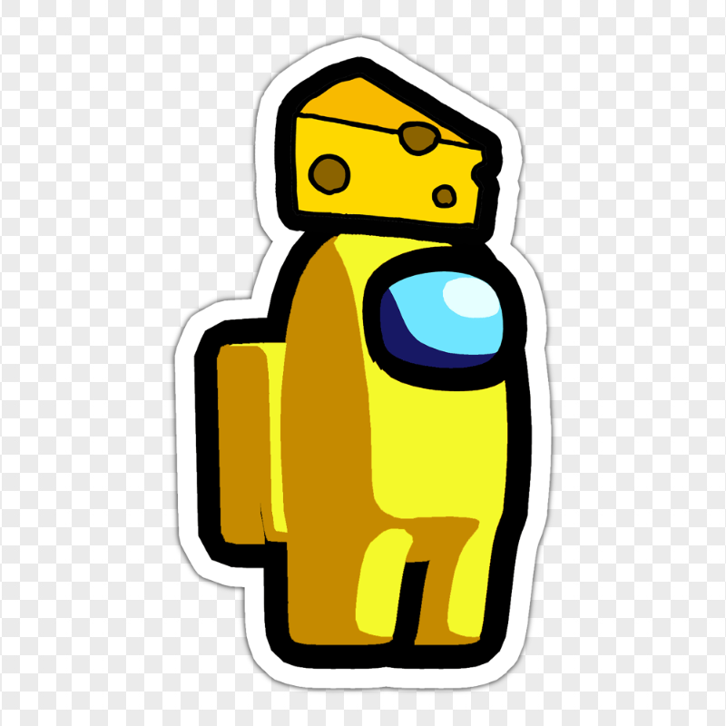 HD Yellow Among Us Character Cheese Hat Stickers PNG