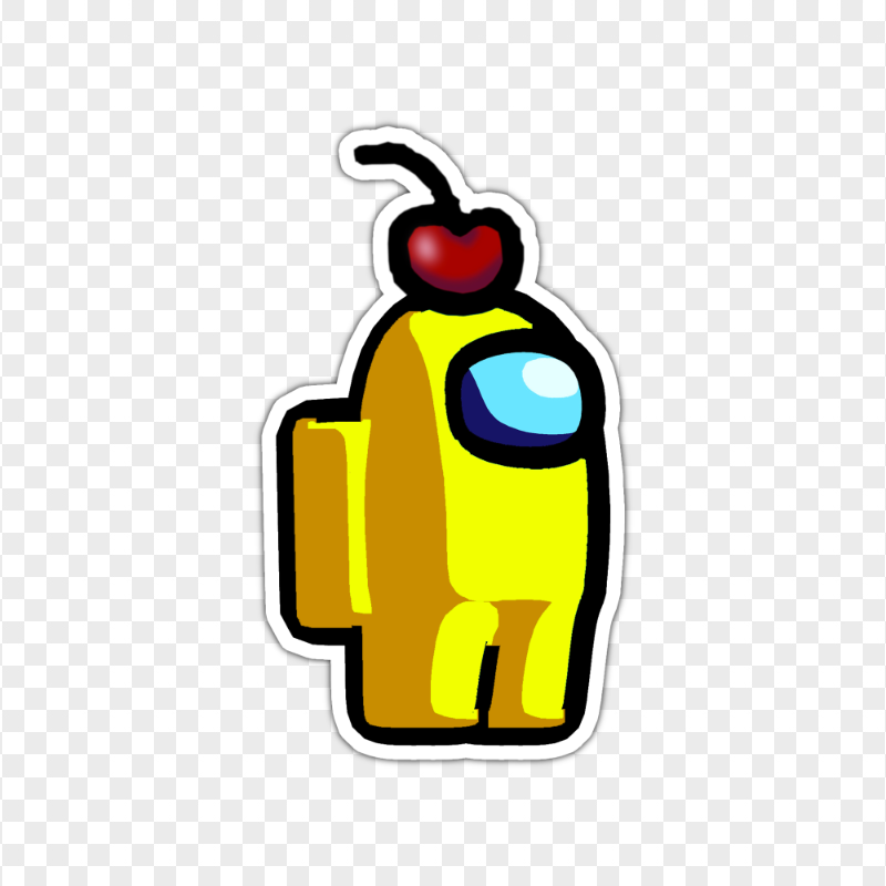 HD Yellow Among Us Character Cherry Hat Stickers PNG