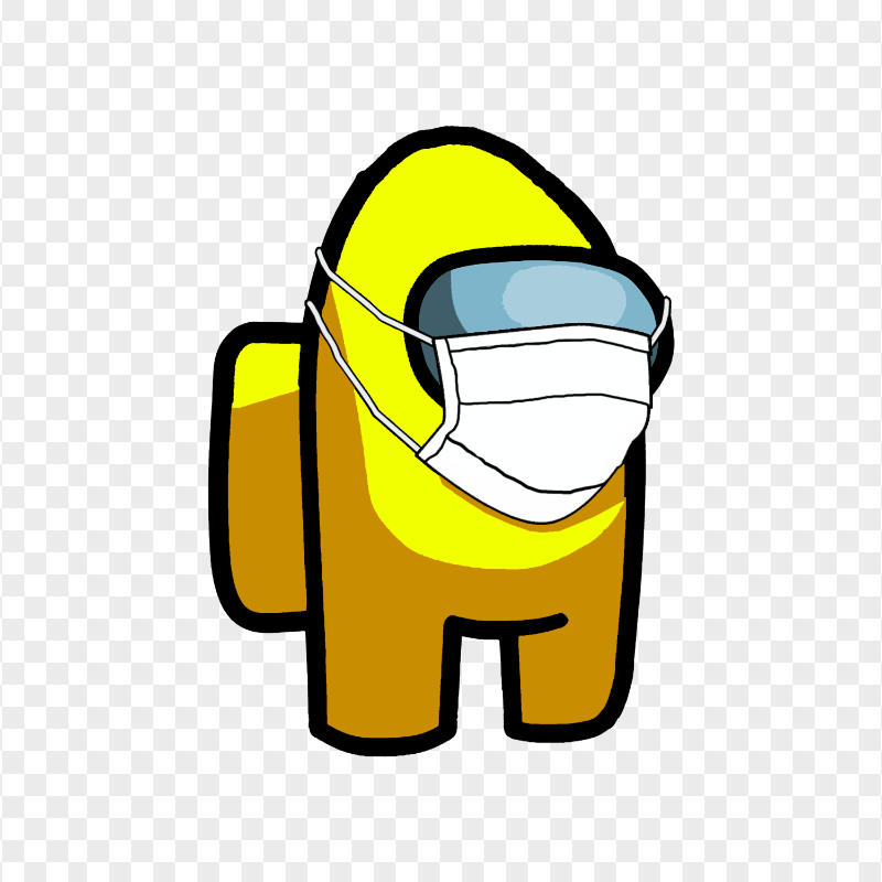 HD Yellow Among Us Character Covid Surgical Mask PNG