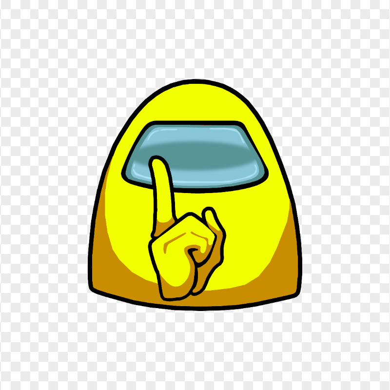 HD Yellow Among Us Character Crewmate Shhh Sign Front View PNG