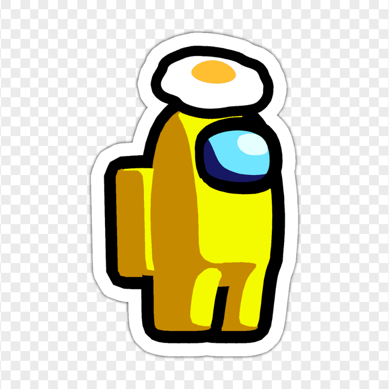 HD Yellow Among Us Character Egg Hat Stickers PNG