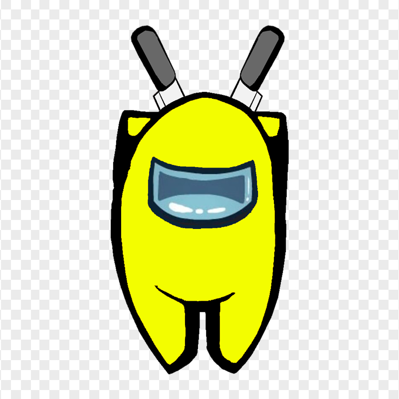 HD Yellow Among Us Character Knife Behind Back PNG