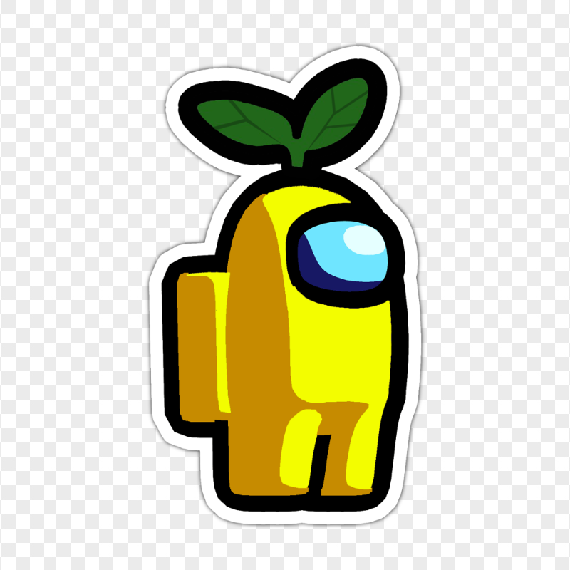 HD Yellow Among Us Character Leaf Hat Stickers PNG