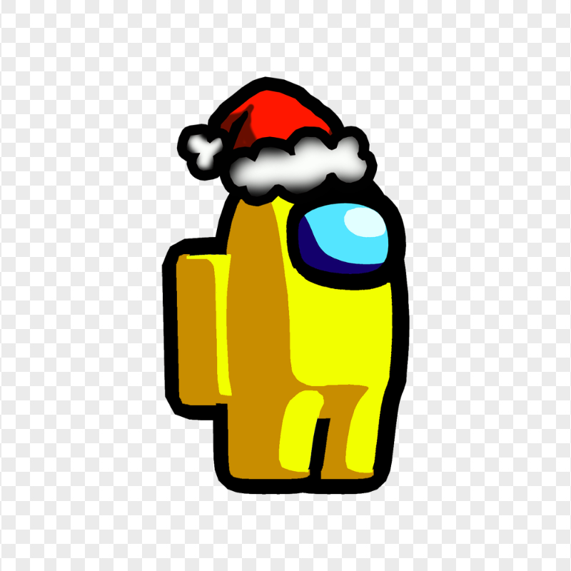 HD Yellow Among Us Character Santa Hat PNG