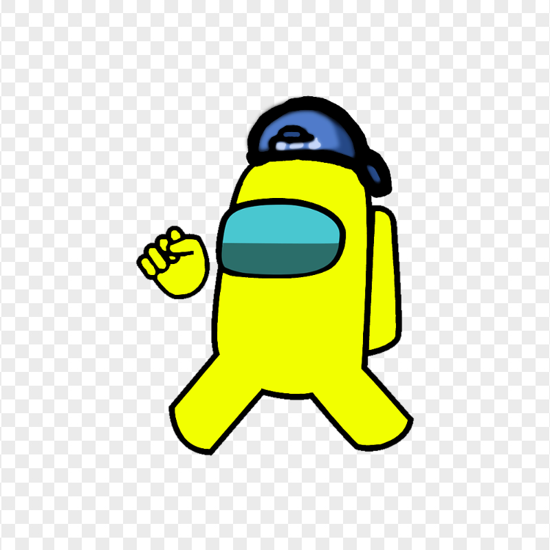 HD Yellow Among Us Character Wear Backwards Baseball Cap PNG