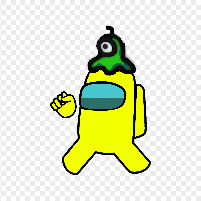 HD Yellow Among Us Character Wear Brain Slug Hat PNG