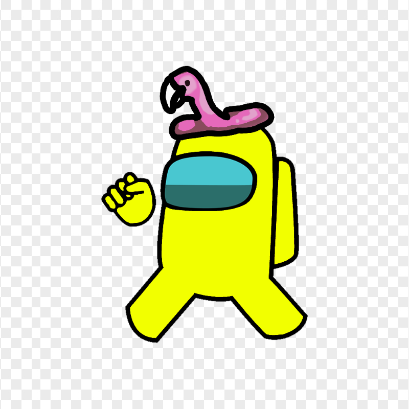 HD Yellow Among Us Character Wear Flamingo Hat PNG