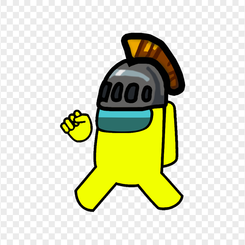 HD Yellow Among Us Character Wear Knight Helmet PNG