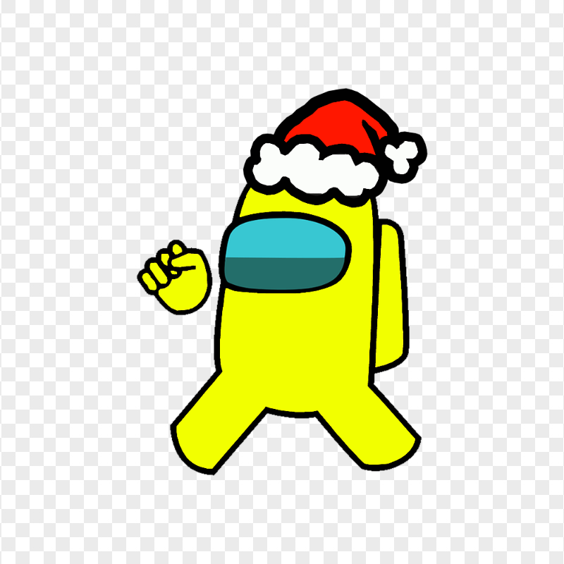 HD Yellow Among Us Character Wear Santa Hat PNG