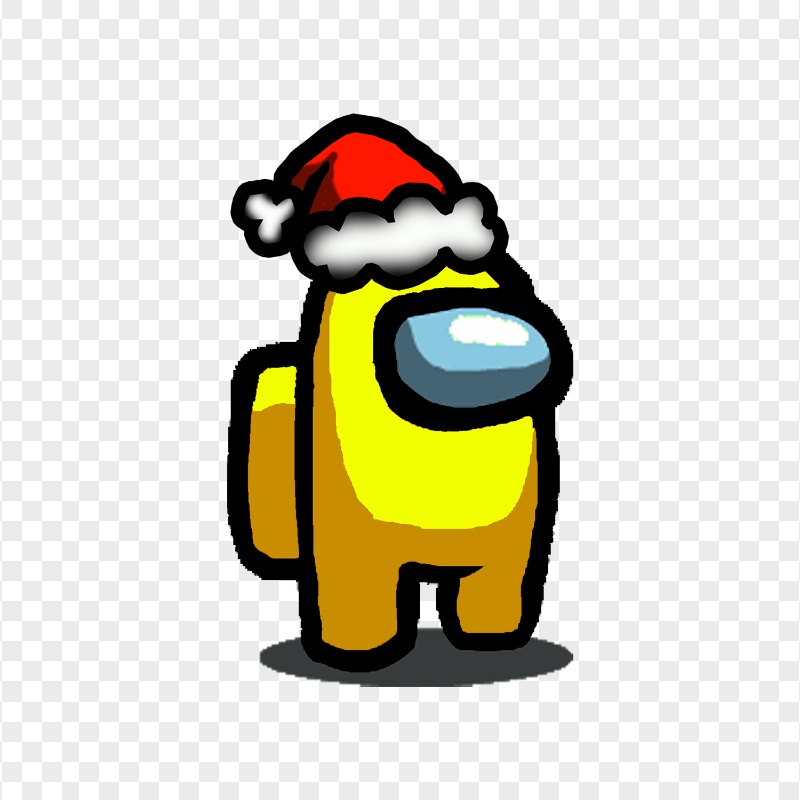 HD Yellow Among Us Character With Santa Hat PNG