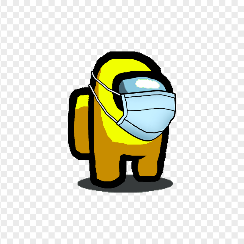 HD Yellow Among Us Character With Surgical Mask PNG
