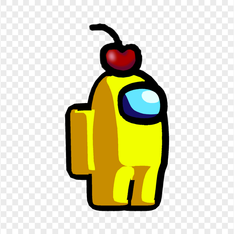 HD Yellow Among Us Crewmate Character With Cherry Hat PNG