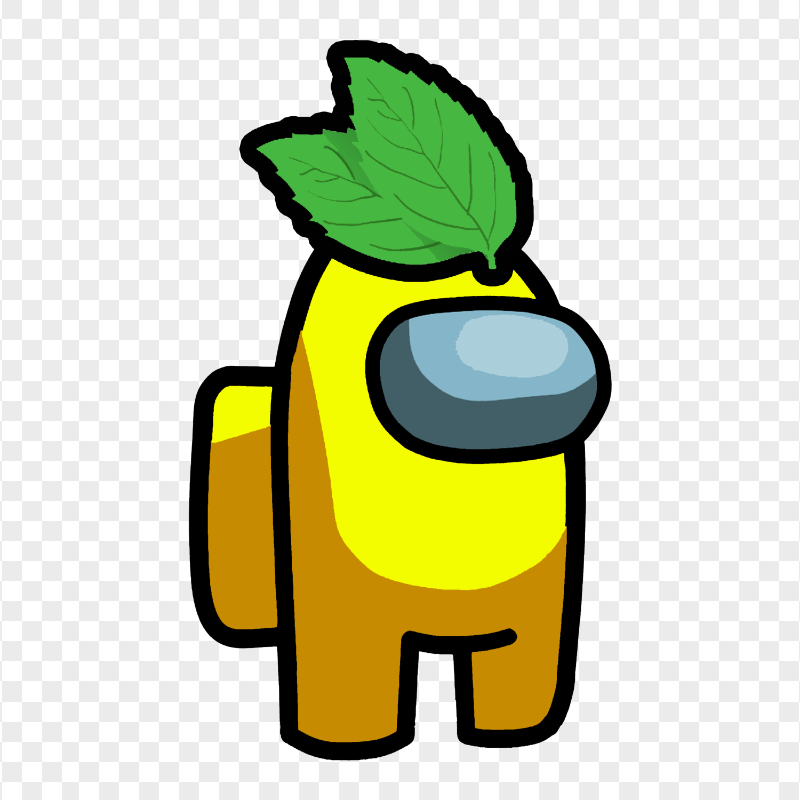 HD Yellow Among Us Crewmate Character With Leaf Hat PNG