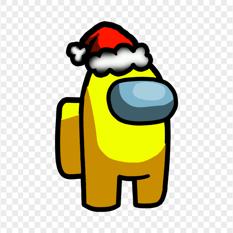 HD Yellow Among Us Crewmate Character With Santa Hat PNG