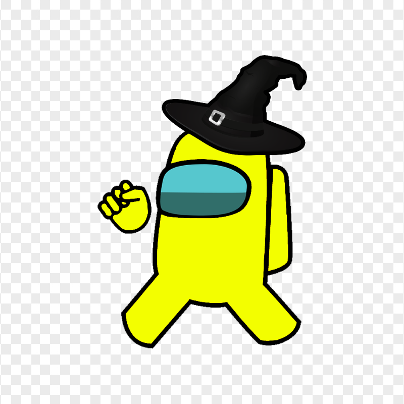 HD Yellow Among Us Crewmate Character With Witch Hat PNG