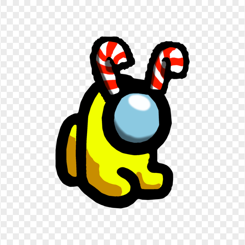 HD Yellow Among Us Mini Crewmate Baby With Candy Cane Hat PNG