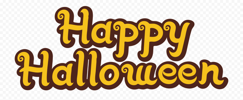 HD Yellow And Brown Happy Halloween Text Logo PNG