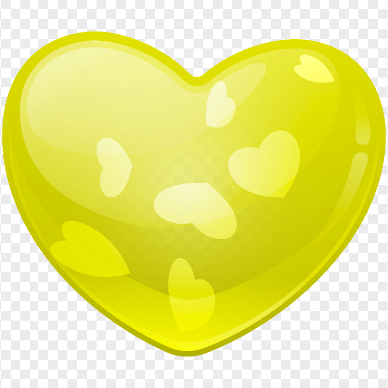 HD Yellow Beautiful Glossy Heart Love Valentine Day PNG