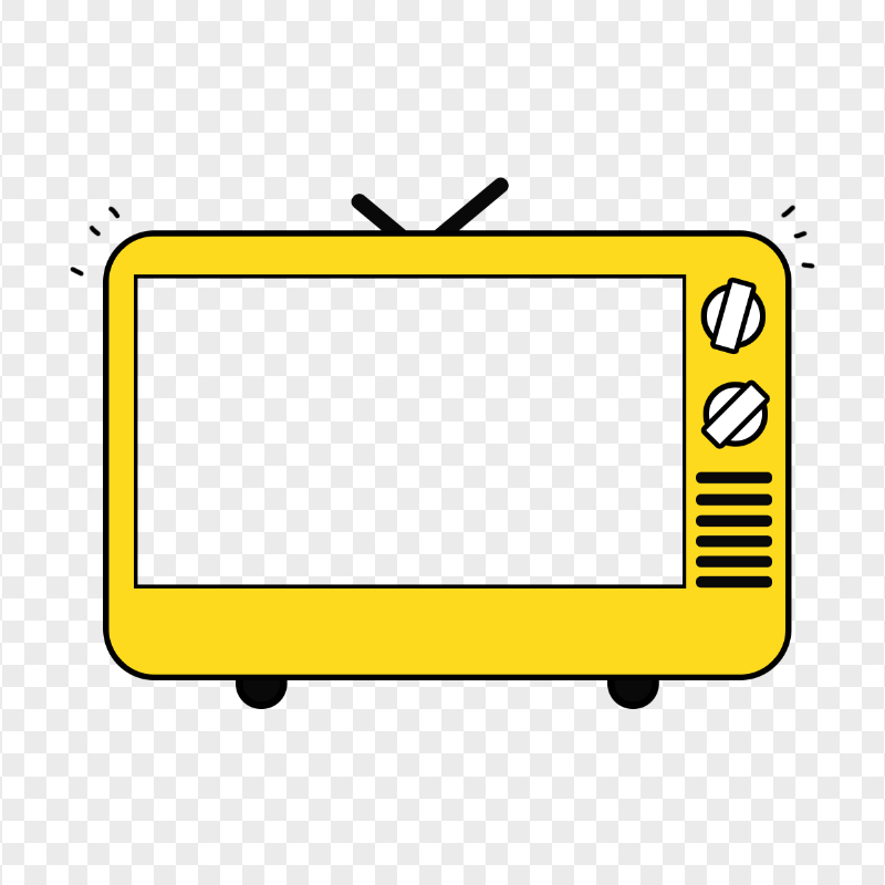 HD Yellow Cartoon Clipart Television Tv Frame PNG
