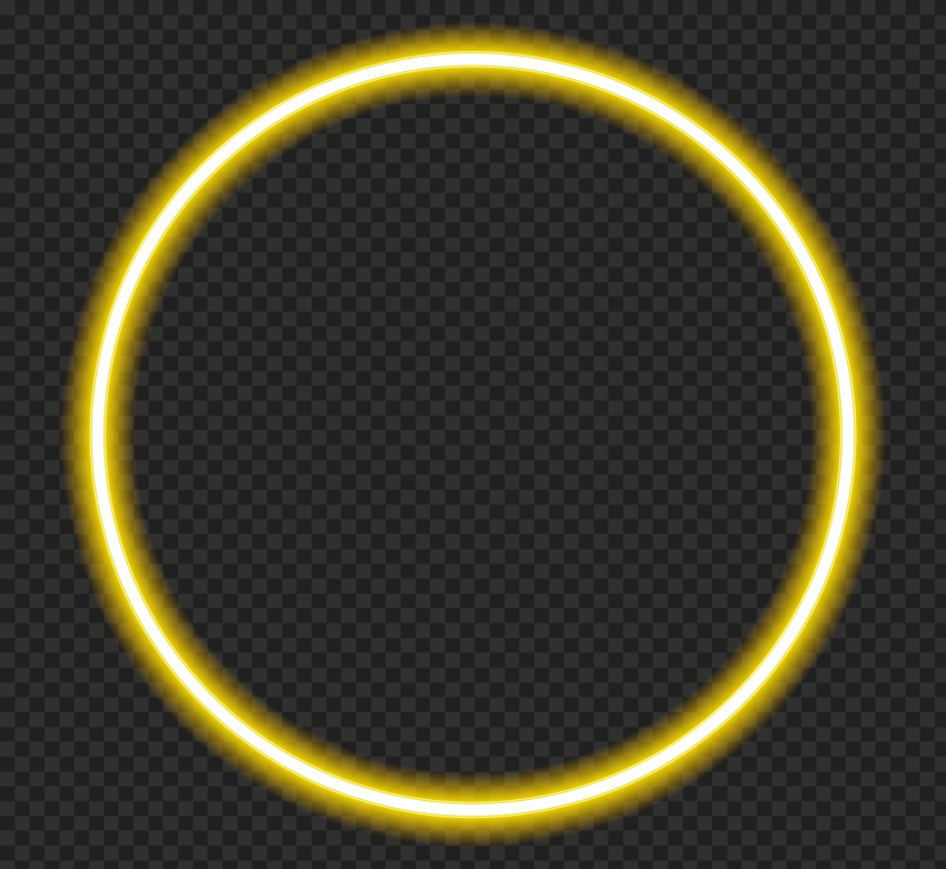 HD Yellow Circle Glowing Neon Frame Border PNG