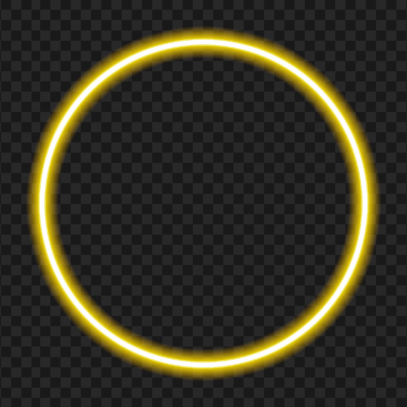 HD Yellow Circle Glowing Neon Frame Border PNG