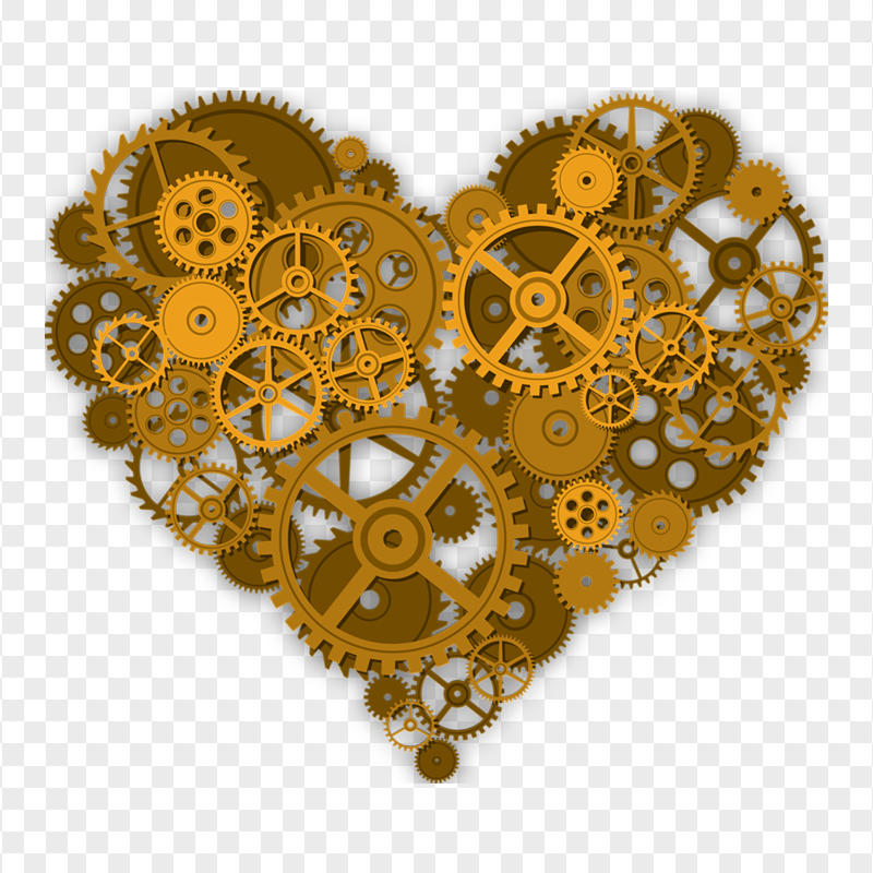 HD Yellow Gears Heart Shape Transparent PNG