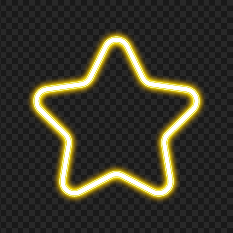 HD Yellow Glowing Neon Star PNG