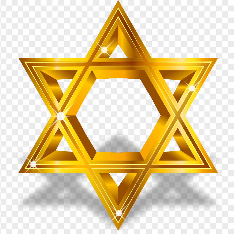 HD Yellow Gold 6-side Star of David Israel PNG