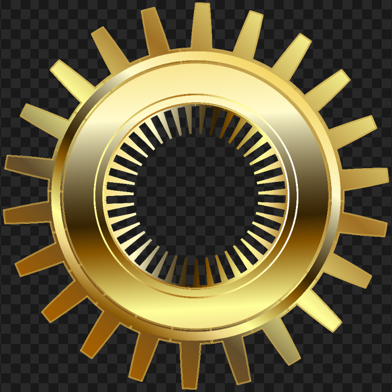HD Yellow Gold Gear Transparent Background