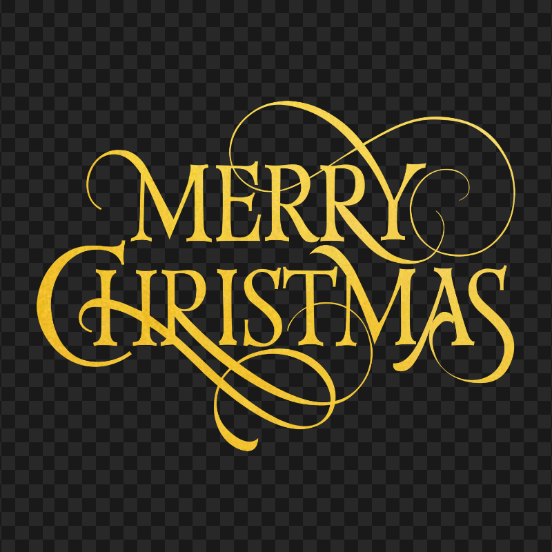HD Yellow Gold Merry Christmas Text PNG