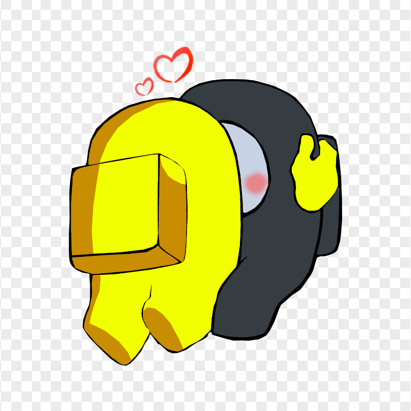 HD Yellow Kiss Black Among Us Characters In Love PNG